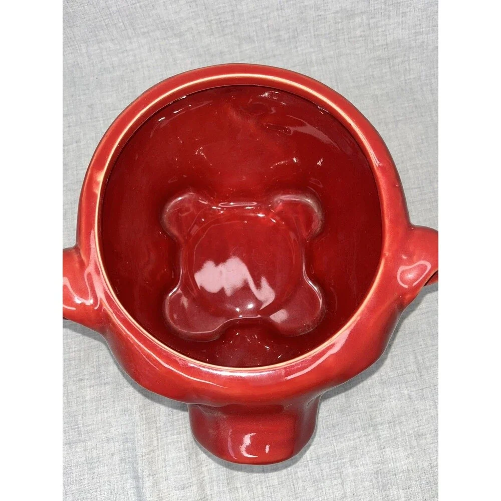 Vintage Red Pig Bowl Planter vase coin  trinket dish Art Pottery